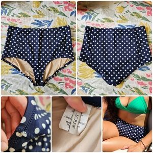 J. Crew High-Waisted Navy Polka Dot Bikini Bottom